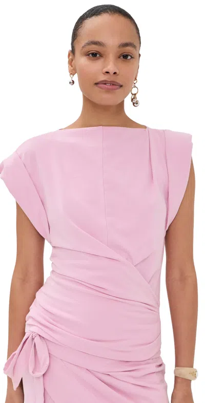 Isabel Marant Maisan Asymmetric Draped Short Sleeve Top In Pink