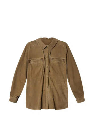 Isabel Marant Maldia Long-sleeve Leather Shirt In Brown