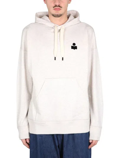 Isabel Marant Logo-print Drawstring Hoodie In Powder