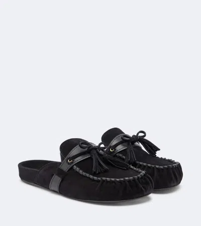 Isabel Marant Malvin Leather-trimmed Suede Mules In Black