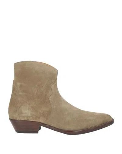 Isabel Marant Man Ankle Boots Khaki Size 10 Calfskin In Beige