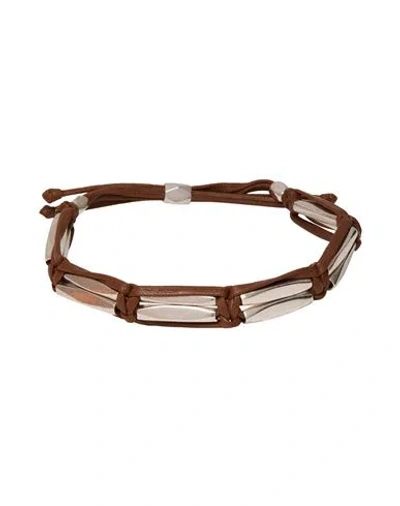 Isabel Marant Man Bracelet Brown Size - Lambskin, Tin, Brass