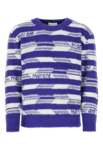 Isabel Marant Blue Embroidered Nylon Oscar Sweater In Multi
