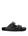 Isabel Marant Man Sandals Black Size 8 Lambskin, Cow Leather