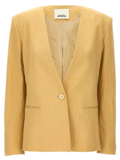 Isabel Marant 'manzil' Blazer Featuring Notched Lapel In Beige