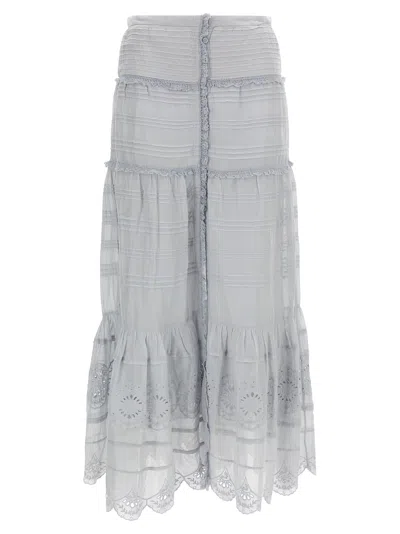 Isabel Marant Etoile Marant Étoile Paoline Organic Cotton & Lace Skirt In Blue