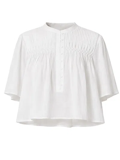 Isabel Marant Destiny Smocked Voile Day Dress In White