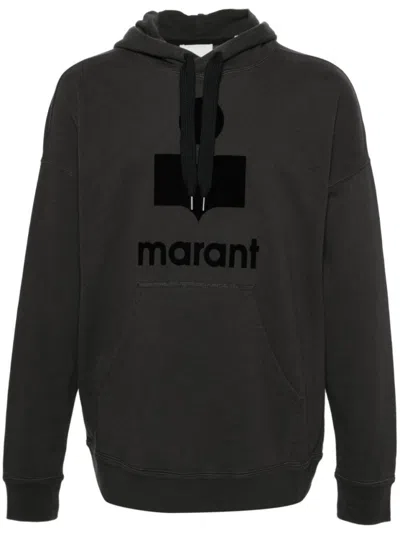 Isabel Marant Marant Hoodie With Unique Ribbed Design And Cord Accents In Black