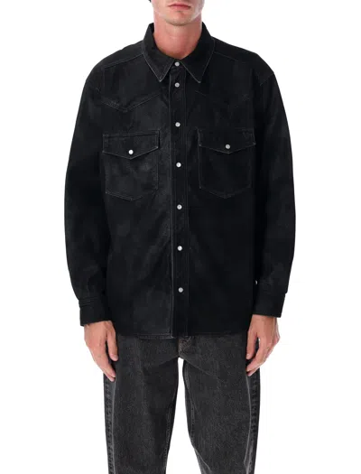ISABEL MARANT ISABEL MARANT MARANT KADRIAN BLACK ECO LEATHER OVERSHIRT