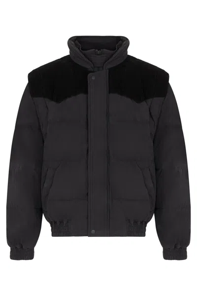 Isabel Marant Marant Men's Down Jacket With Velvet Yoke - Fw25 In Black