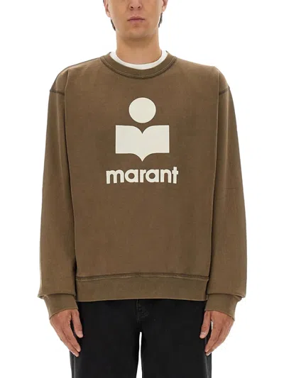 Isabel Marant Logo Cotton Sweatshirt In Brown