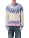 Isabel Marant Marant Nicolas Mohair Blend Sweater With Fair Isle Pattern In Blue