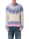 Isabel Marant Marant Nicolas Mohair Blend Sweater With Fair Isle Pattern In Neutral