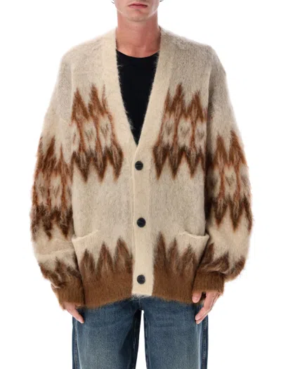Isabel Marant Marant Nielson Mohair Blend Cardigan With Fair Isle Motif In Metallic