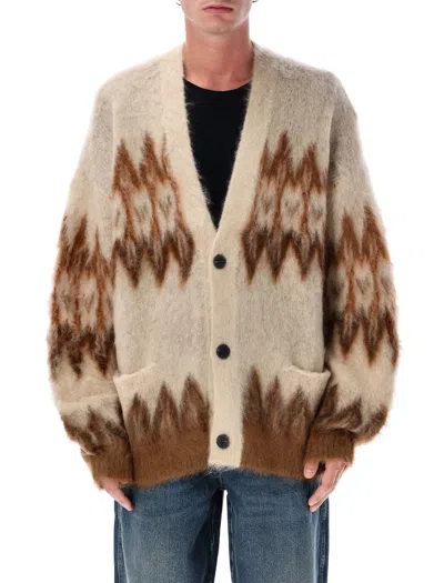 ISABEL MARANT MARANT NIELSON MOHAIR BLEND CARDIGAN WITH FAIR ISLE MOTIF