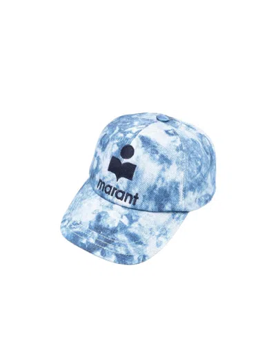 Isabel Marant Marbled-print Logo Cap In Blue