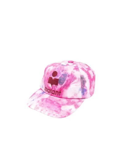 Isabel Marant Marbled-print Logo Cap In Pink