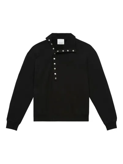 Isabel Marant Marcos High-neck Buttoned Sweatshirt In Black