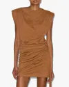 Isabel Marant Padded-shoulder Wrap Mini Dress In Brown