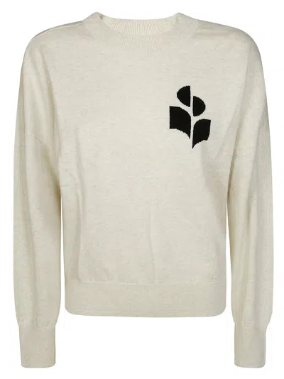 Isabel Marant Marisansgz Relaxed Fit Abstract Floral Knit Sweater In White