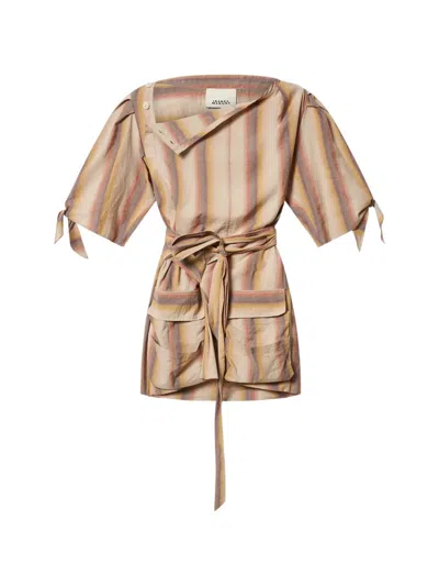 Isabel Marant Gestreiftes Mariza Minikleid In Brown