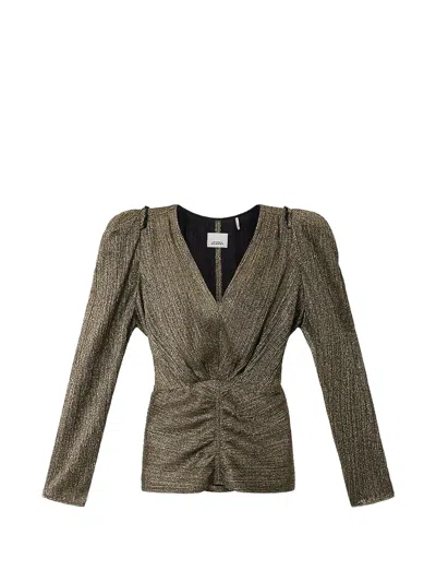 Isabel Marant Marlin Gathered-sleeves Blouse In Gray