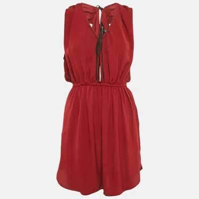 Isabel Marant Maroon Crepe Plucking Neck Dress In Burgundy