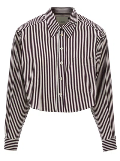 ISABEL MARANT MAROON FLEORA CROPPED SHIRT