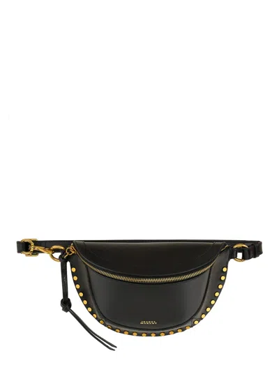 Isabel Marant Marsupio Skano Crescent Studded Leather Belt Bag In Black