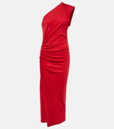 Isabel Marant Maude Gathered Cotton Jersey Midi Dress In Rot