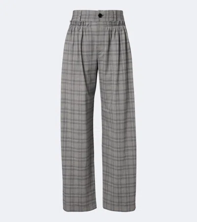 Isabel Marant Mayera Checked Wool-blend Wide-leg Pants In Gray