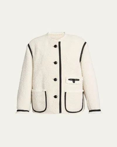 Isabel Marant Maylin Contrast-trim Tweed Jacket In Sand