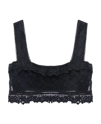 Isabel Marant Mecelia Broderie Anglais Cropped Top In Black