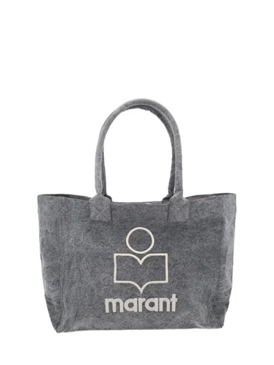 Isabel Marant Medium Grey Cotton Tote Bag With Embroidered Logo