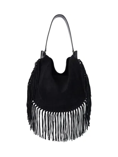 Isabel Marant Medium Suede Bag With All-over Fringe In Black