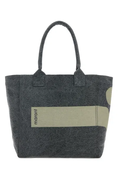 Isabel Marant Women Melange Grey Canvas Small Yenky Shopping Bag In Gray