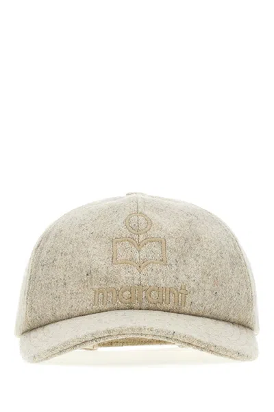 Isabel Marant Melange Grey Wool Baseball Cap In 23sd