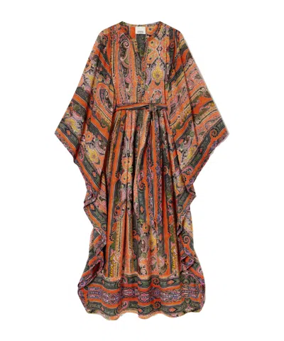 Isabel Marant Melinda Belted Embellished Printed Silk-voile Maxi Dress In Brown