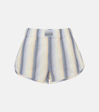 Isabel Marant Melinea Striped Cotton Shorts In Blue