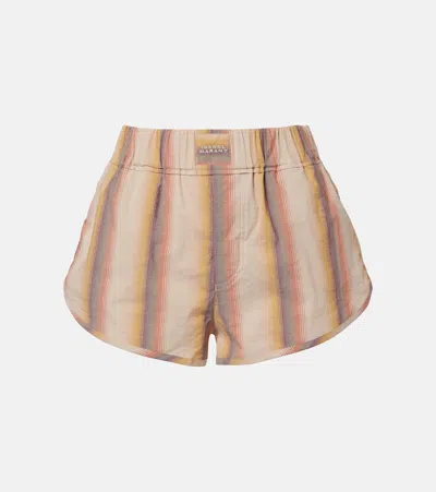 Isabel Marant Melinea Striped Cotton Shorts In Sand