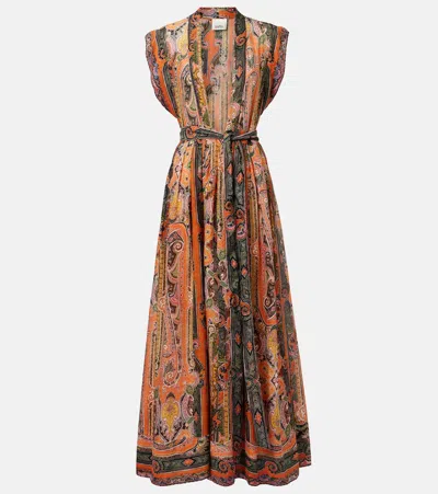 Isabel Marant Melissa Belted Paisley-print Silk Maxi Dress In Orange