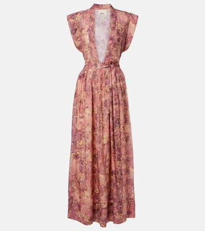 Isabel Marant Melissa Printed Silk Voile Maxi Dress In Brown