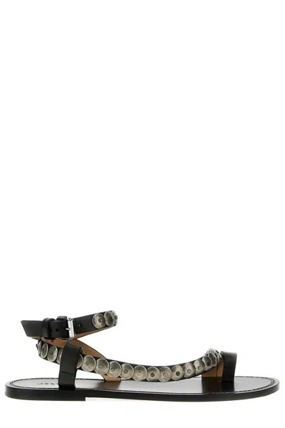 ISABEL MARANT ISABEL MARANT MELTE STUD EMBELLISHED ANKLE STRAP SANDALS