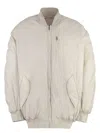 Isabel Marant Oversize Ribbed Bomber Jacket With Chest And Side Pockets In Ecru