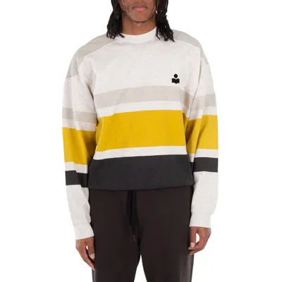 ISABEL MARANT MEN'S BEIGE MEYOAN STRIPED CREWNECK SWEATSHIRT