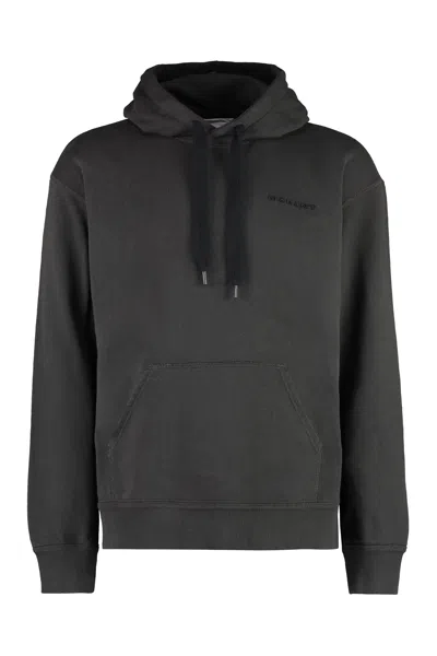 Isabel Marant Men's Black Adjustable Drawstring Hoodie With Ribbed Cuffs And Lower Edge