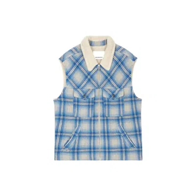 ISABEL MARANT ISABEL MARANT MEN'S BLUE KIRAN PLAID-CHECK VEST