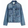 Isabel Marant Blue Jango Logo-embroidered Denim Jacket In Black