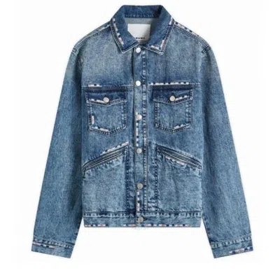 ISABEL MARANT ISABEL MARANT MEN'S FADED BLACK JANGO EMBROIDERED DENIM JACKET