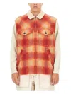 Isabel Marant Kiraneo Logo-embroidered Plaid-check Gilet In Orange